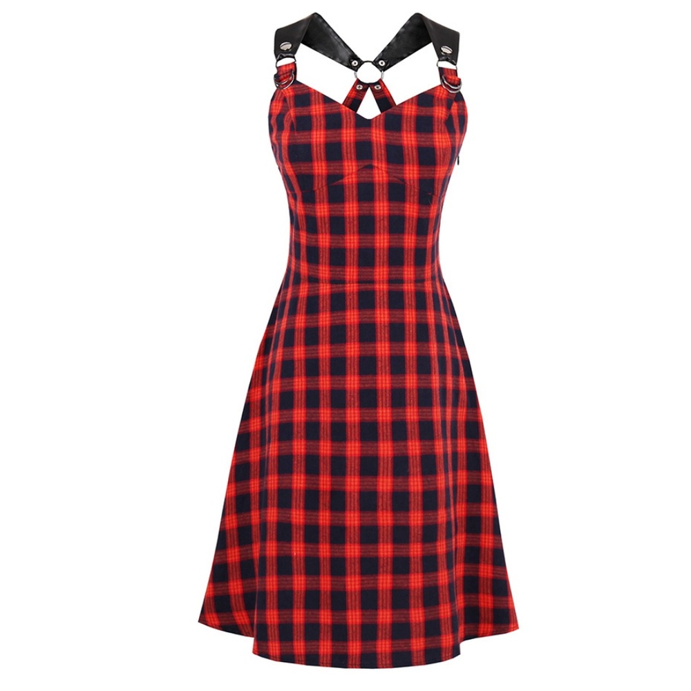 Plaid Faux Leather Strap Mini